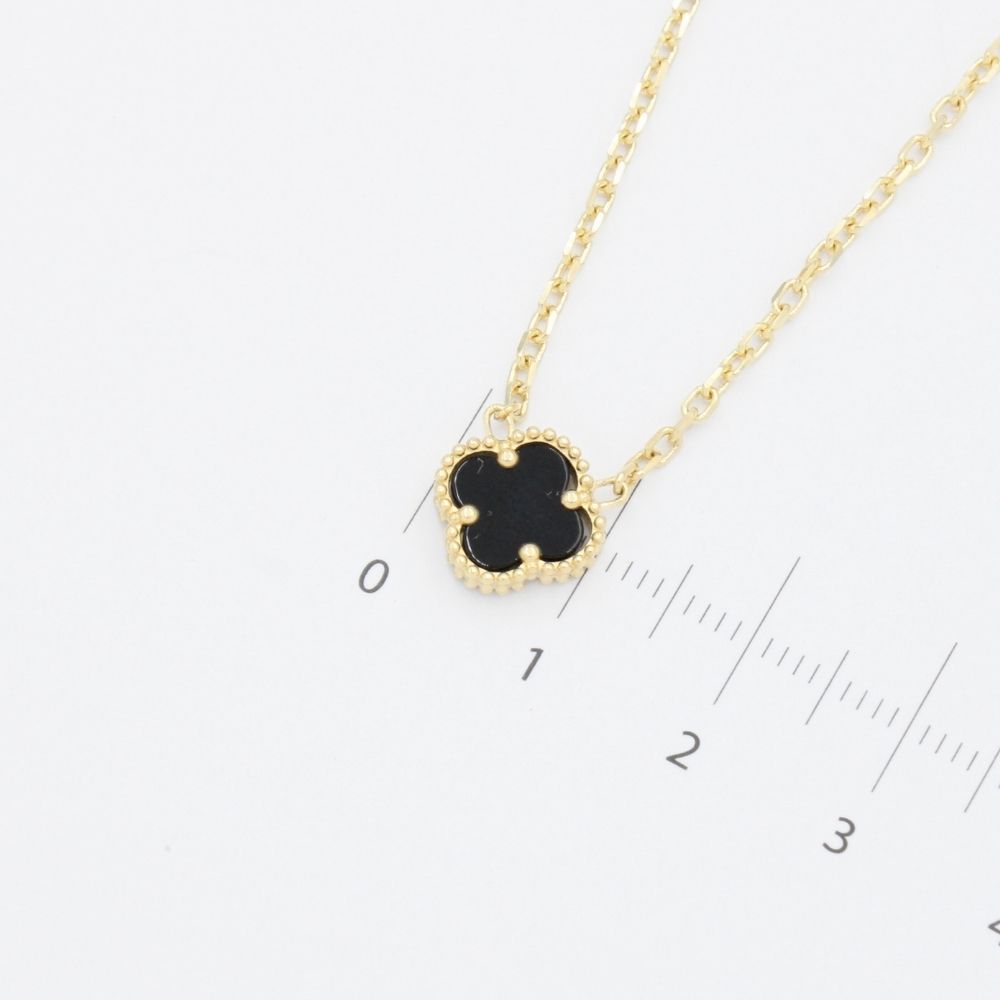 Gargantilla de Oro 14k Trébol Incrustado con Ónix mod. 9569