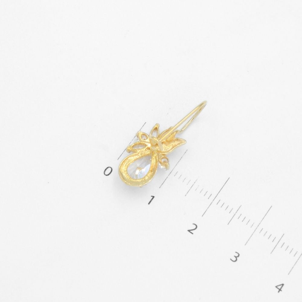 Arete con Broche Arillo de Oro 14k Flor Especial con Zirconias Brillantes  mod. 9767