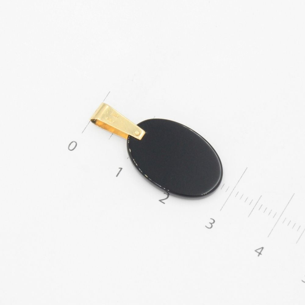 Medalla de Oro 14k Montada en Ónix Oval con Imagen de la Virgen Milagrosa mod. 9524
