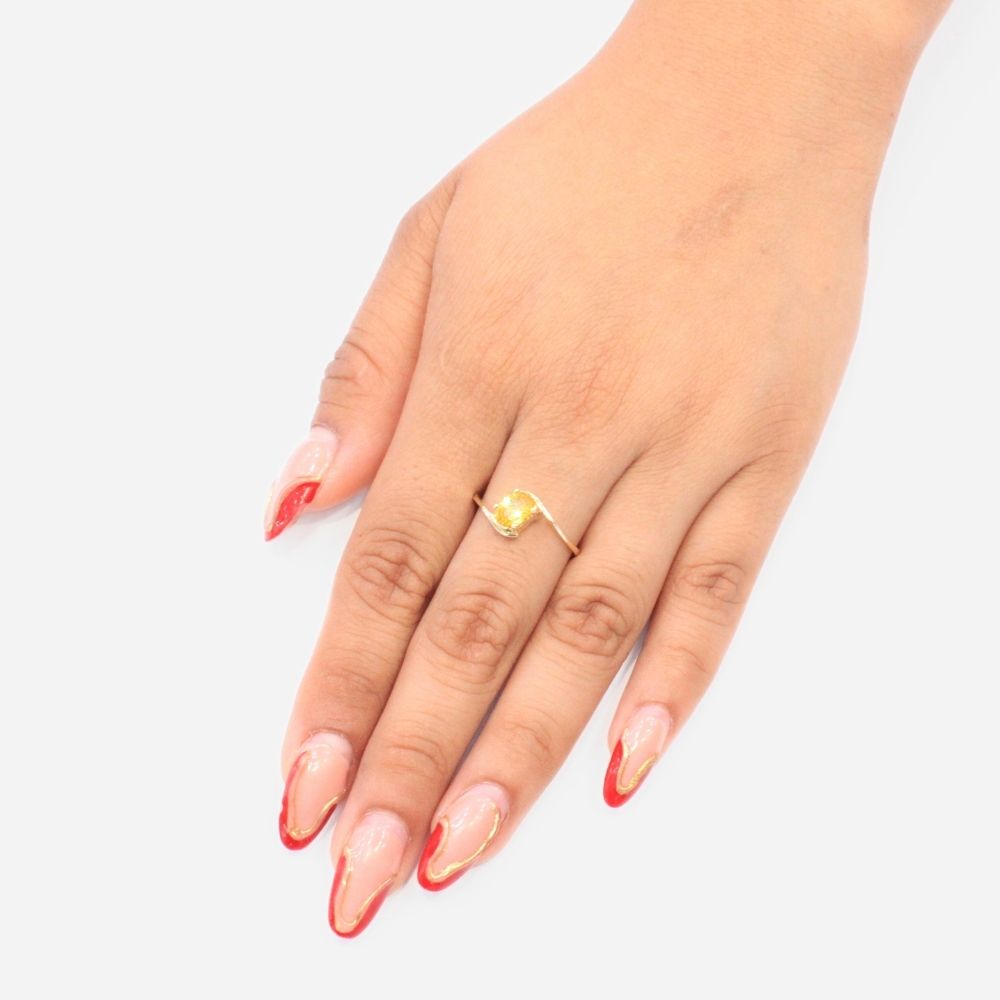 Anillo de Oro 14k con Zirconia Oval Color Amarillo mod. 9080