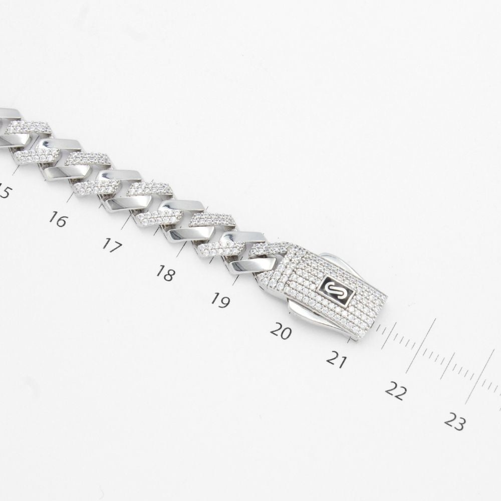 Pulsera Mónaco Chain 14k Modelo Edge de Broche Pavé con Incrustación Alt. de Swarovski mod. 9652