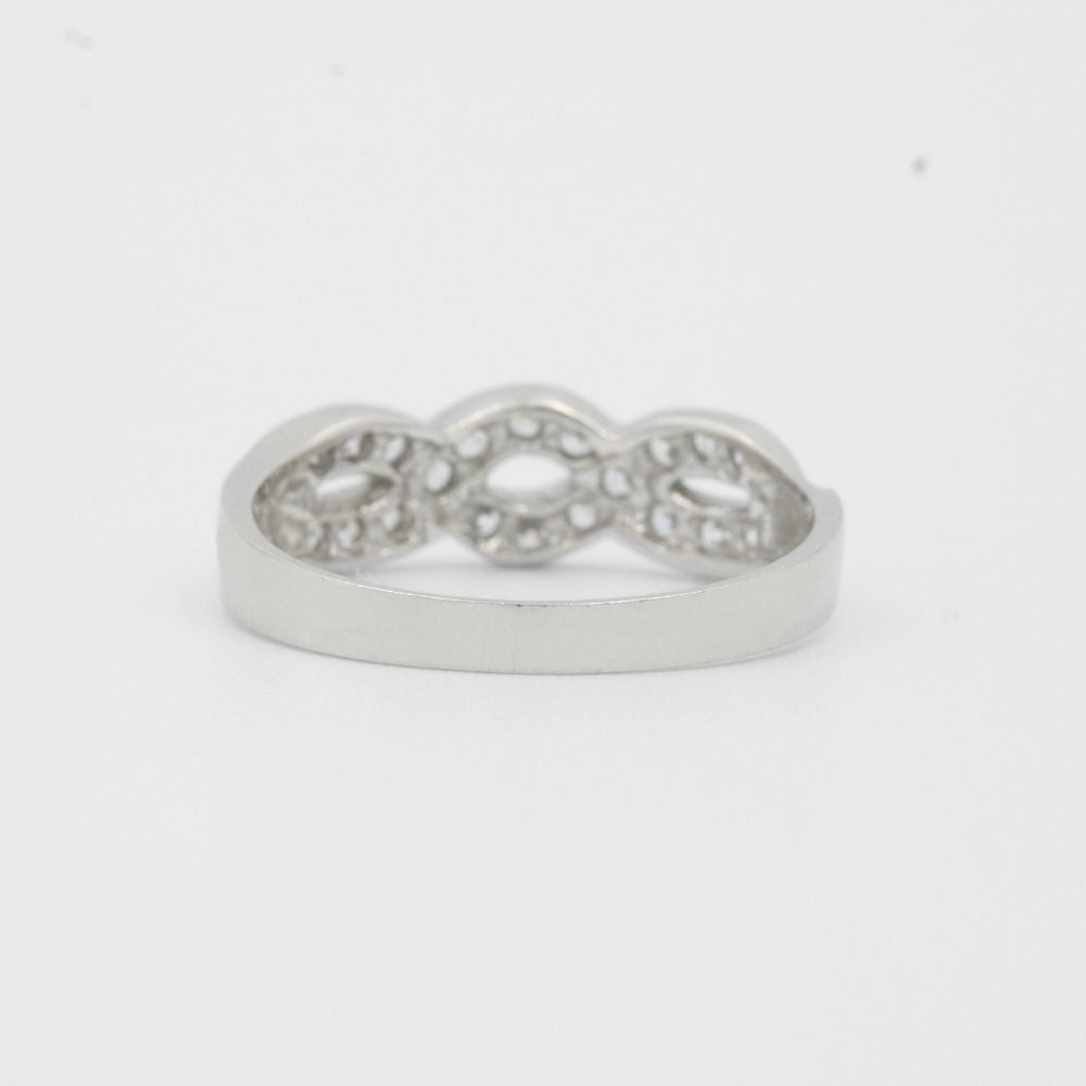 Anillo de Oro 14k de Frente Cruzado con Incrustación de Zirconias mod. 8107