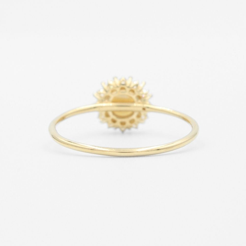 Anillo de Oro 14k Perla Natural con Zirconias Finas y Brillantes mod. 9590