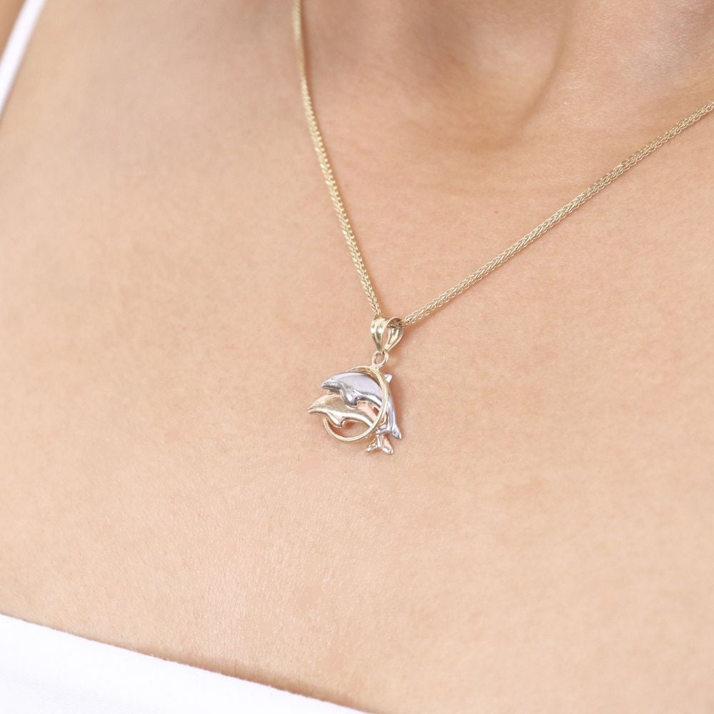 Dije de Oro 14k Delfines Florentinos con Aro mod. 4652
