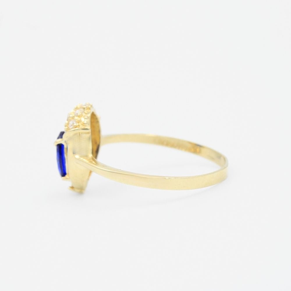 Anillo de Oro 14k con Diseño Emperatriz de Color Azul Zafiro mod. 9201
