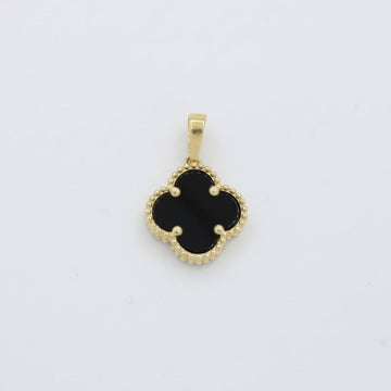 Dije de Oro 14k Diseño de Trébol con Piedra Onix color Negro mod. 10074