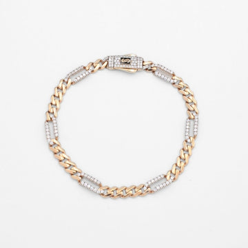 Pulsera Mónaco Chain 14k Modelo Fígaro de Broche Pavé con Incrustación Alt. de Swarovski mod. 9653
