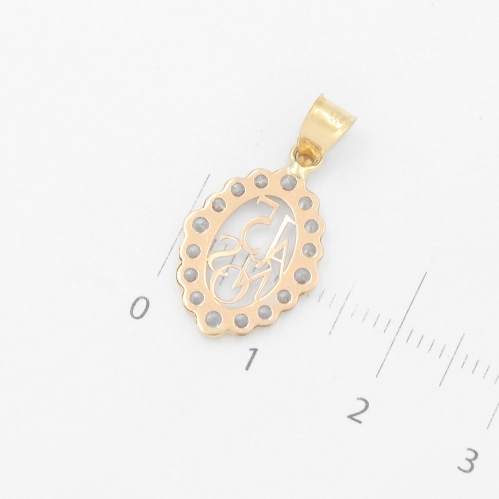 Dije de Oro 14k Diseño Oval con Bordes de Zirconias mod. 9559