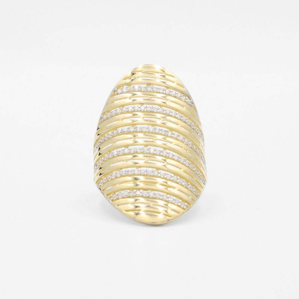 Anillo de Oro 14k Diseño Shield Incrustado con Zirconias mod. 9591