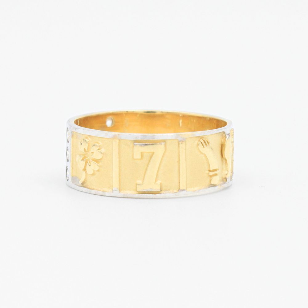 Anillo de Oro 14k Circular con Símbolos de la Suerte mod. 0727