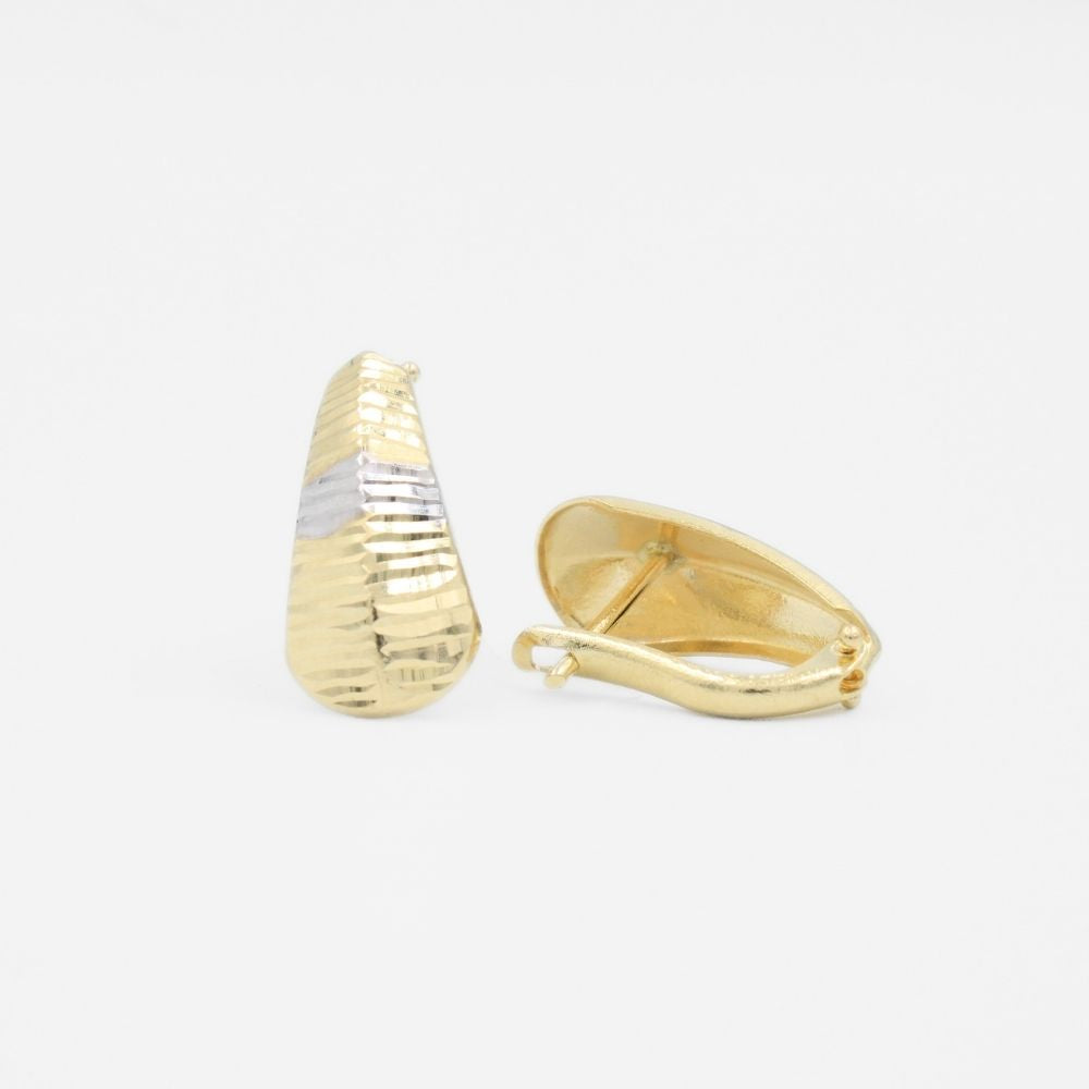 Arete con Broche Patente de Oro 14k Diseño Elegante de Estilo Diamantado mod. 9113
