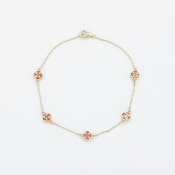Pulsera de Oro 14k Diseño Fino con Tréboles Pequeños mod. 9039