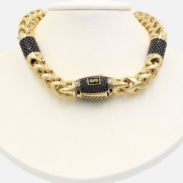 Cadena Monaco Chain 14k Modelo Rondo Alternate Pavé Hueco con Broche Pavé mod. 9027