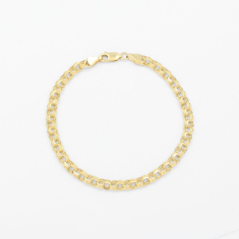 Pulsera Eslabón de Oro 14k Tejido Chino Hueco mod. 9514