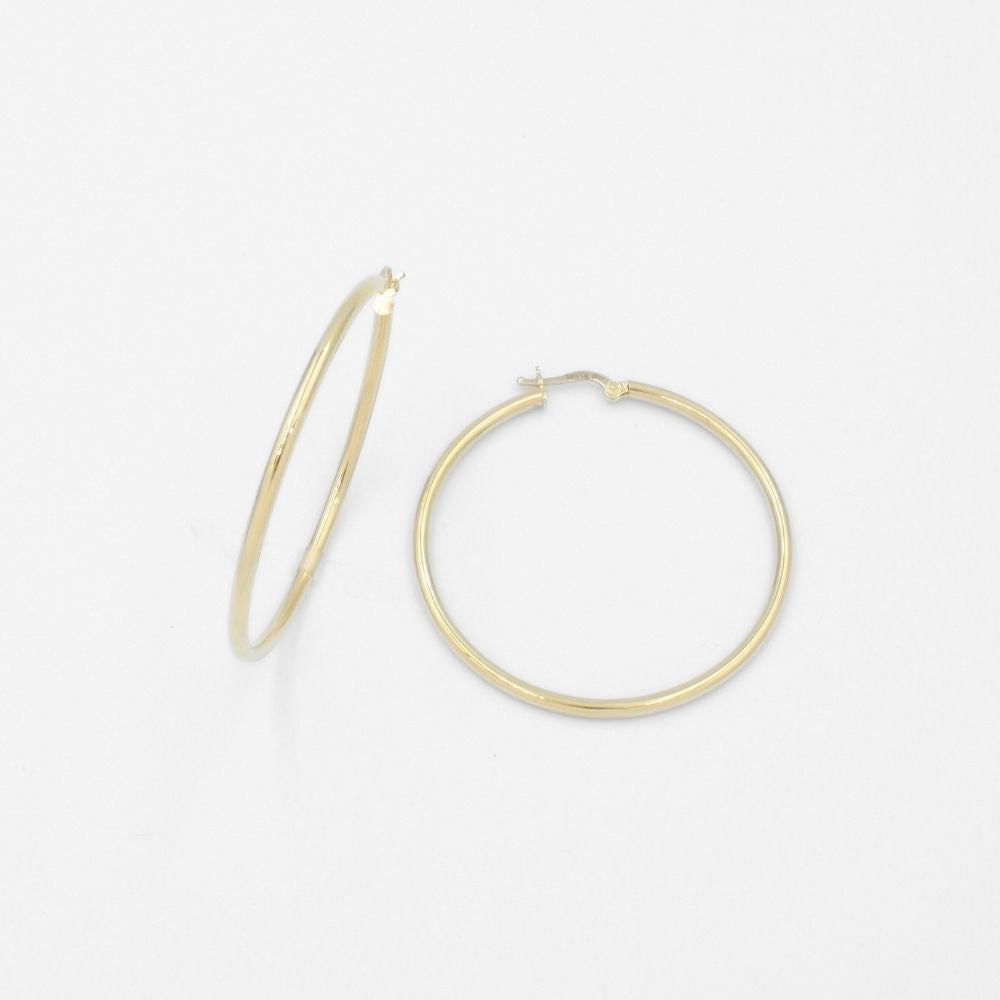 Arracada de Oro 14k Estilo Tubular Hueca de Diseño Tradicional Redondo y Brillante mod. 9782