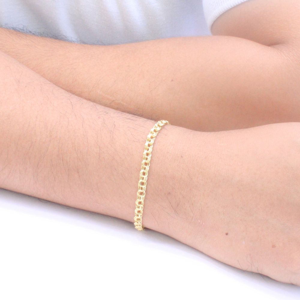 Pulsera Eslabón de Oro 14k Tejido Chino Hueco mod. 9514