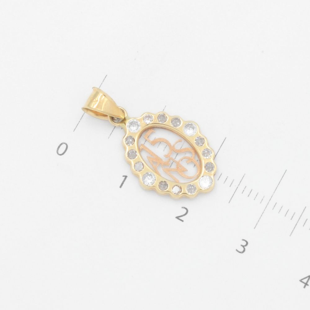 Dije de Oro 14k Diseño Oval con Bordes de Zirconias mod. 9559
