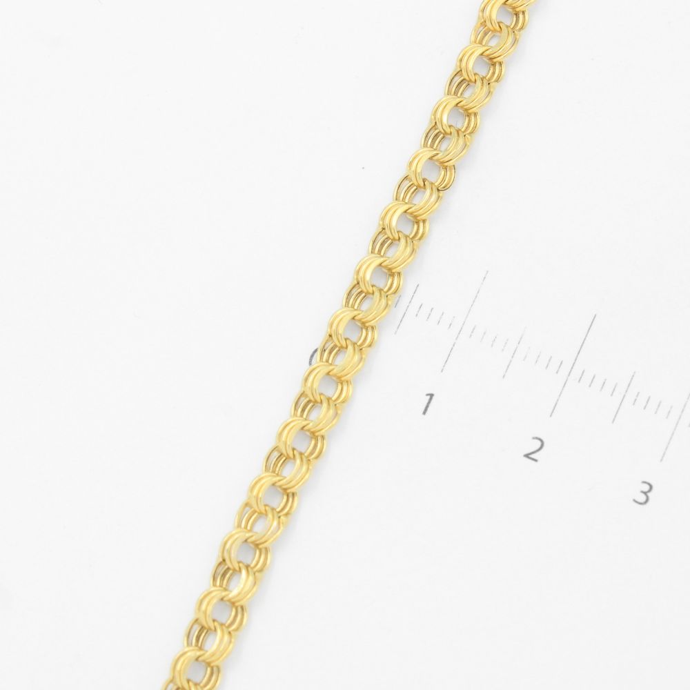 Pulsera Eslabón de Oro 14k Tejido Chino Hueco mod. 9514