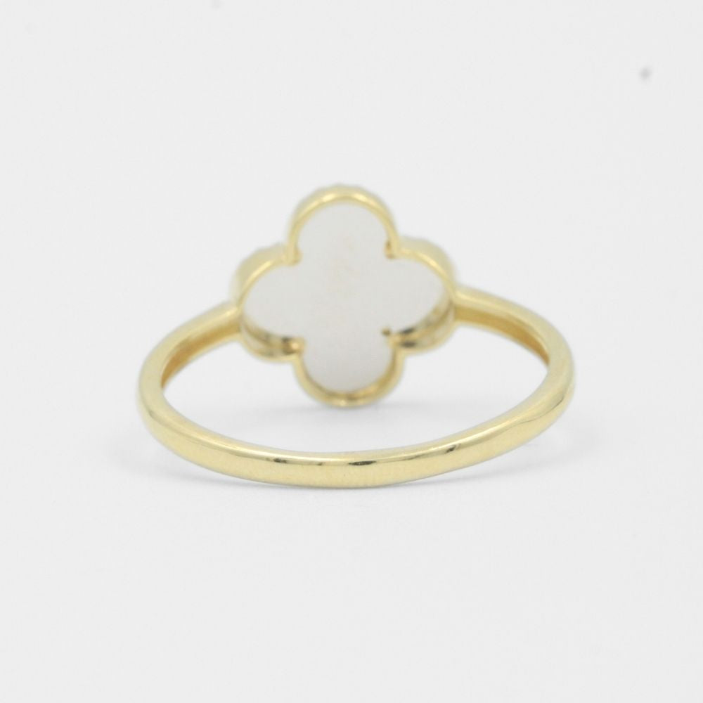 Anillo de Oro 14k Trébol Especial con Diamantado Blanco mod. 7995