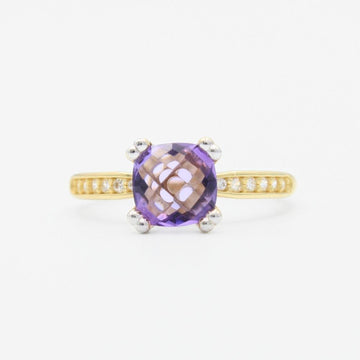 Anillo de Oro 14k con Zirconia Central en Color Morado mod. 9300