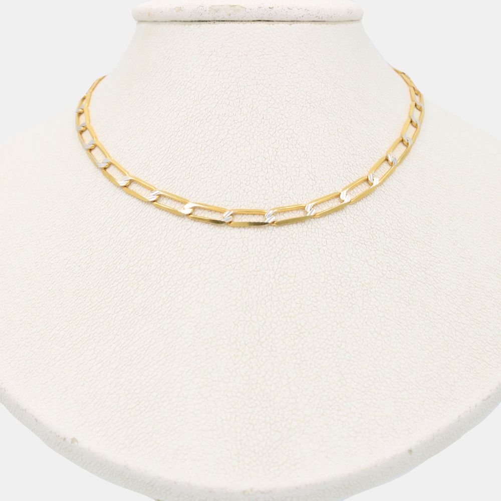 Cadena de Oro 14k Tejido Inglés Sólido con Diamantado Blanco mod. 8937