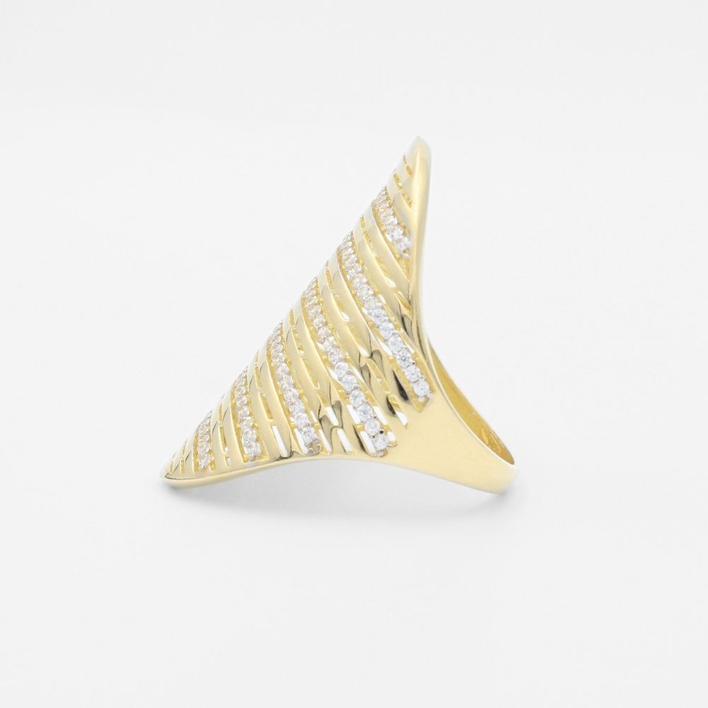 Anillo de Oro 14k Diseño Shield Incrustado con Zirconias mod. 9591