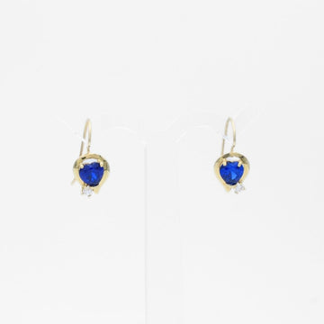 Arete con Broche Arillo de Oro 14k Diseño de Corazón con Zirconia Azul mod. 9764