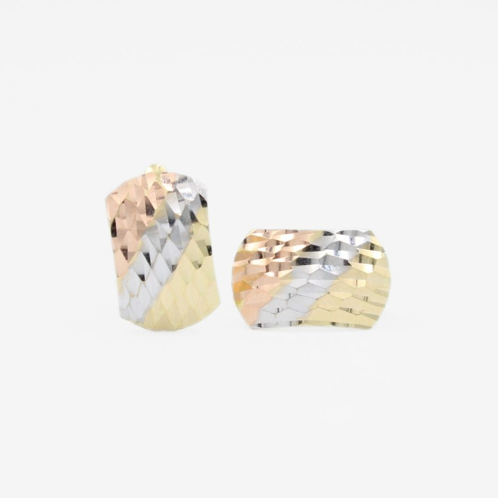 Arete con Broche Patente de Oro 14k con Diamantado Fino mod. 9114