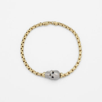 Pulsera de Oro 14k Tejido Cubo Especial con Calavera de Tono Mate mod. 9809