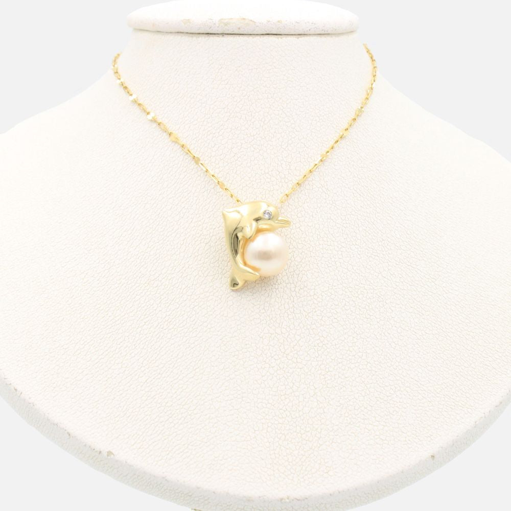 Gargantilla de Oro 14k  Delfín con Perla mod. 8949