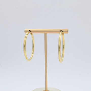 Arracada de Oro 14k Diseño Redondo Hueco de Estilo Liso Brillante mod. 10036