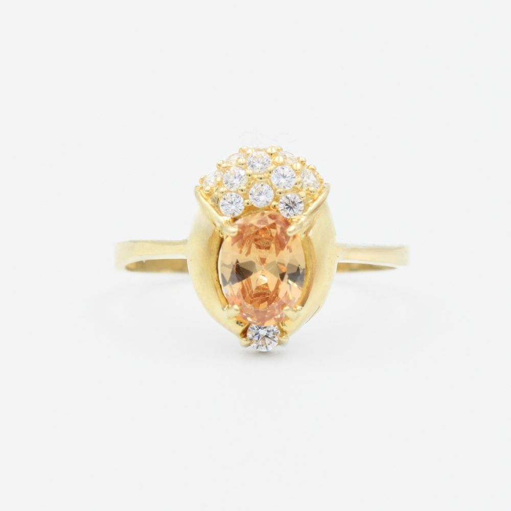 Anillo de Oro 14k con Diseño Emperatriz de Color Naranja mod. 9202