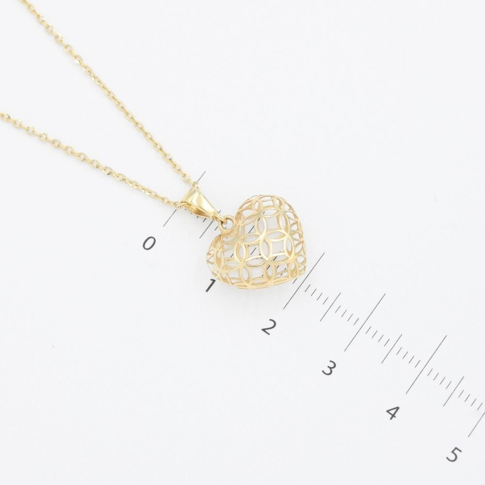 Gargantilla de Oro 14k Corazón Inflado y Calado de Estilo Brillante mod. 9638