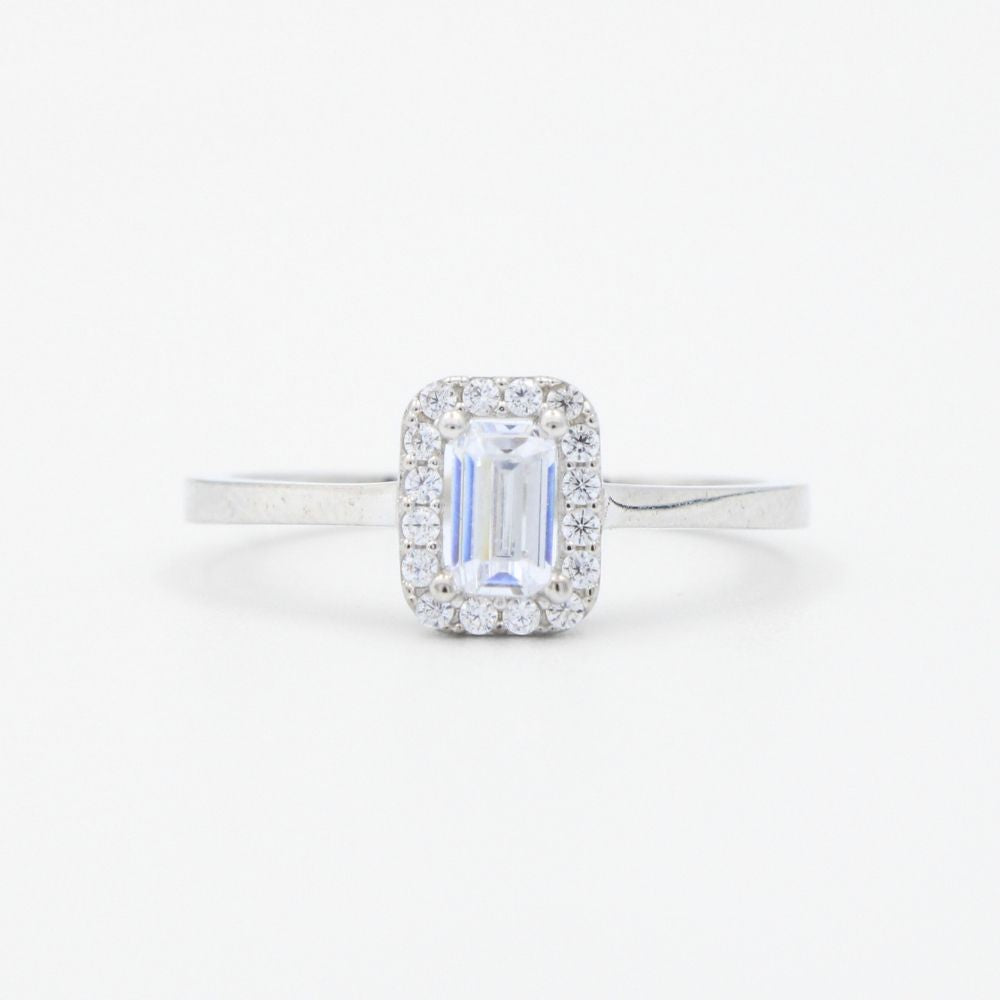 Anillo de Compromiso en Oro 14k Blanco Fino en Diseño Especial mod. 8961