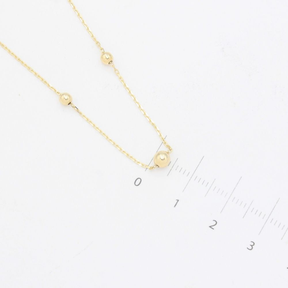 Gargantilla de Oro 14k Elegante con Esferas Lisas y Brillantes de Diseño Hueco mod. 9343