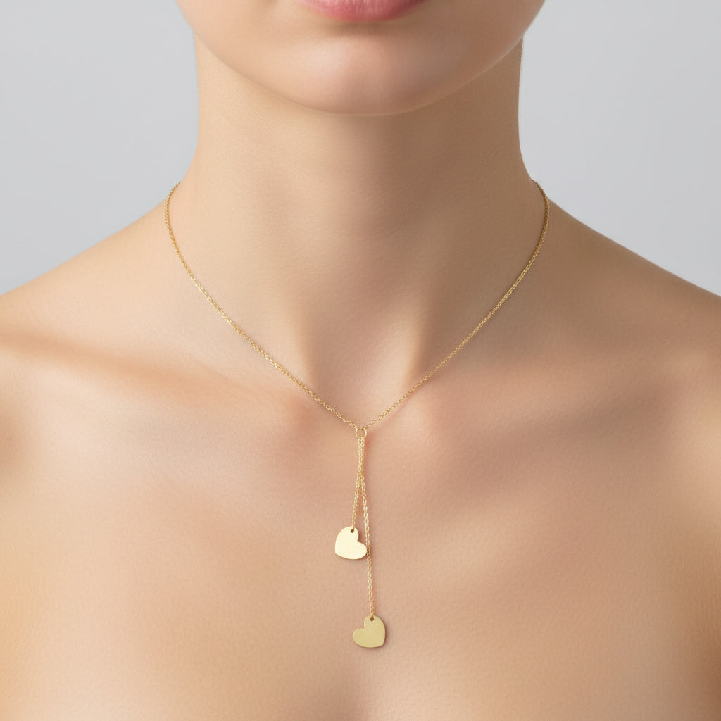 Gargantilla de Oro 14k Diseño Doble Corazón mod. 10065