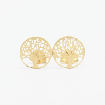 Arete de Oro 14k con Diseño de Árbol de la Vida Liso mod. 9363
