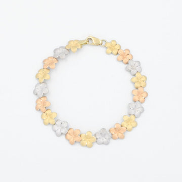 Pulsera de Oro 14k Flores del Pensamiento de Tono Mate con Diamantado Fino mod. 7952