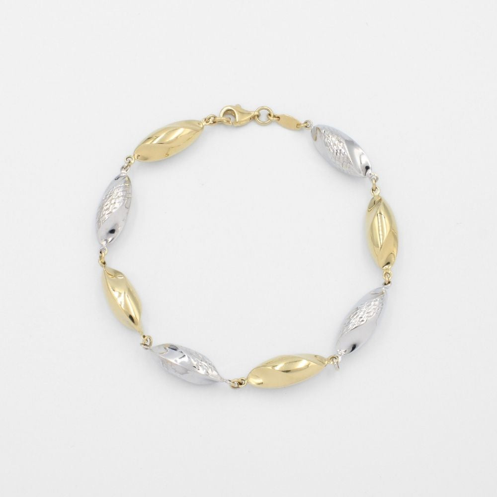 Pulsera de Oro 14k de Eslabones Inflados y Finos mod. 9698