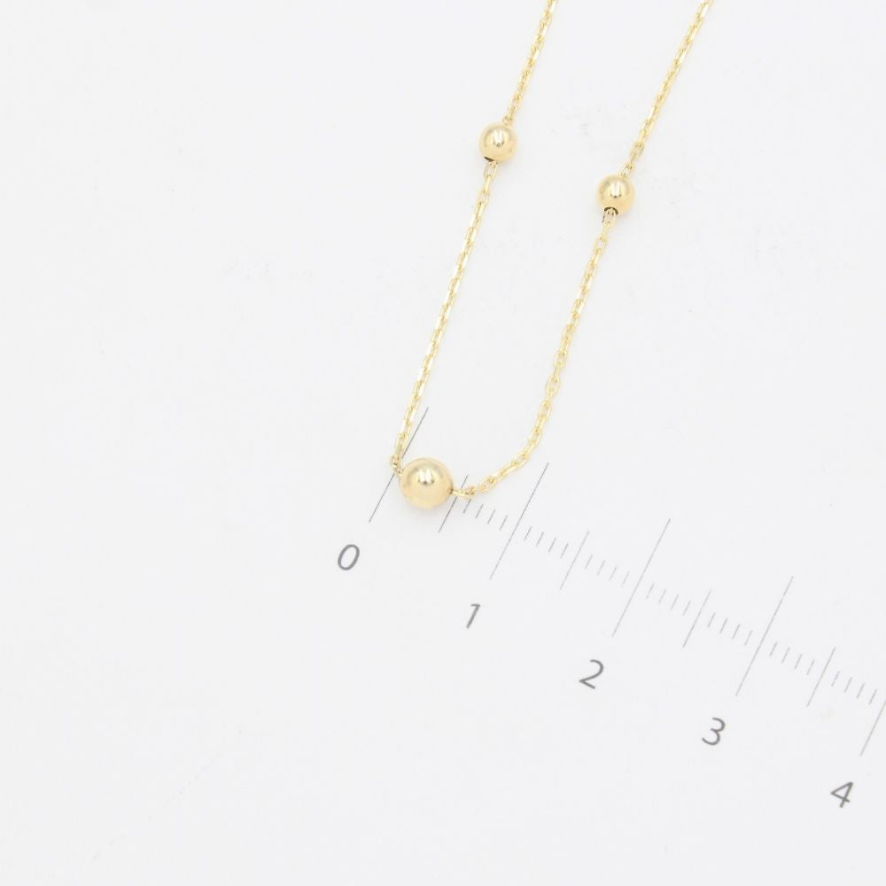 Gargantilla de Oro 14k Elegante con Esferas Lisas y Brillantes de Diseño Hueco mod. 9343