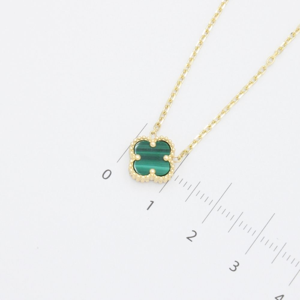 Gargantilla de Oro 14k Trébol Incrustado con Malaquita mod. 9570