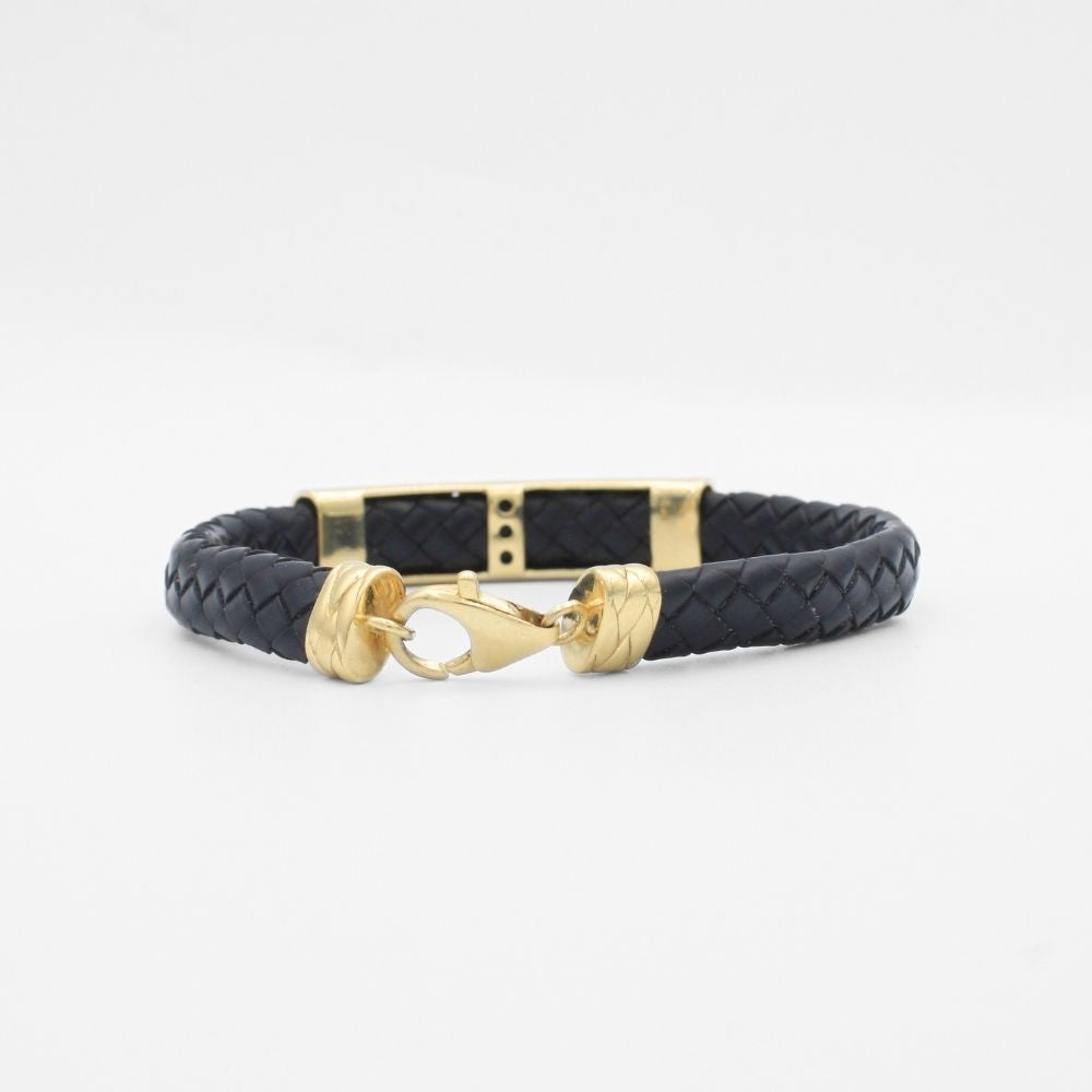 Pulsera con Pieza Brillante de Oro 14k Diseño Marino con Incrustación de Zirconias Oscuras mod. 9879