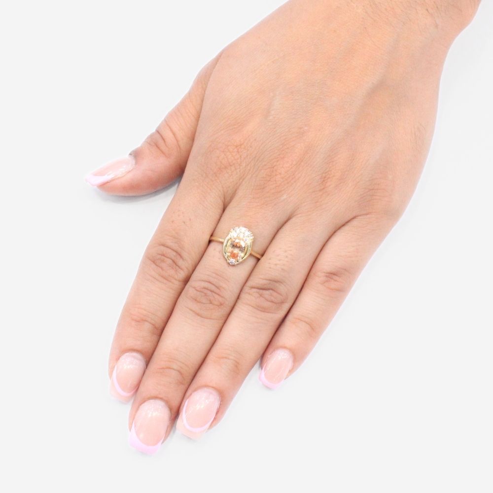 Anillo de Oro 14k con Diseño Emperatriz de Color Naranja mod. 9202