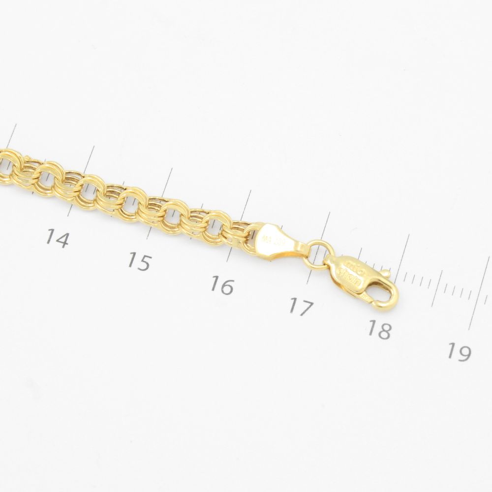 Pulsera Eslabón de Oro 14k Tejido Chino Hueco mod. 9514