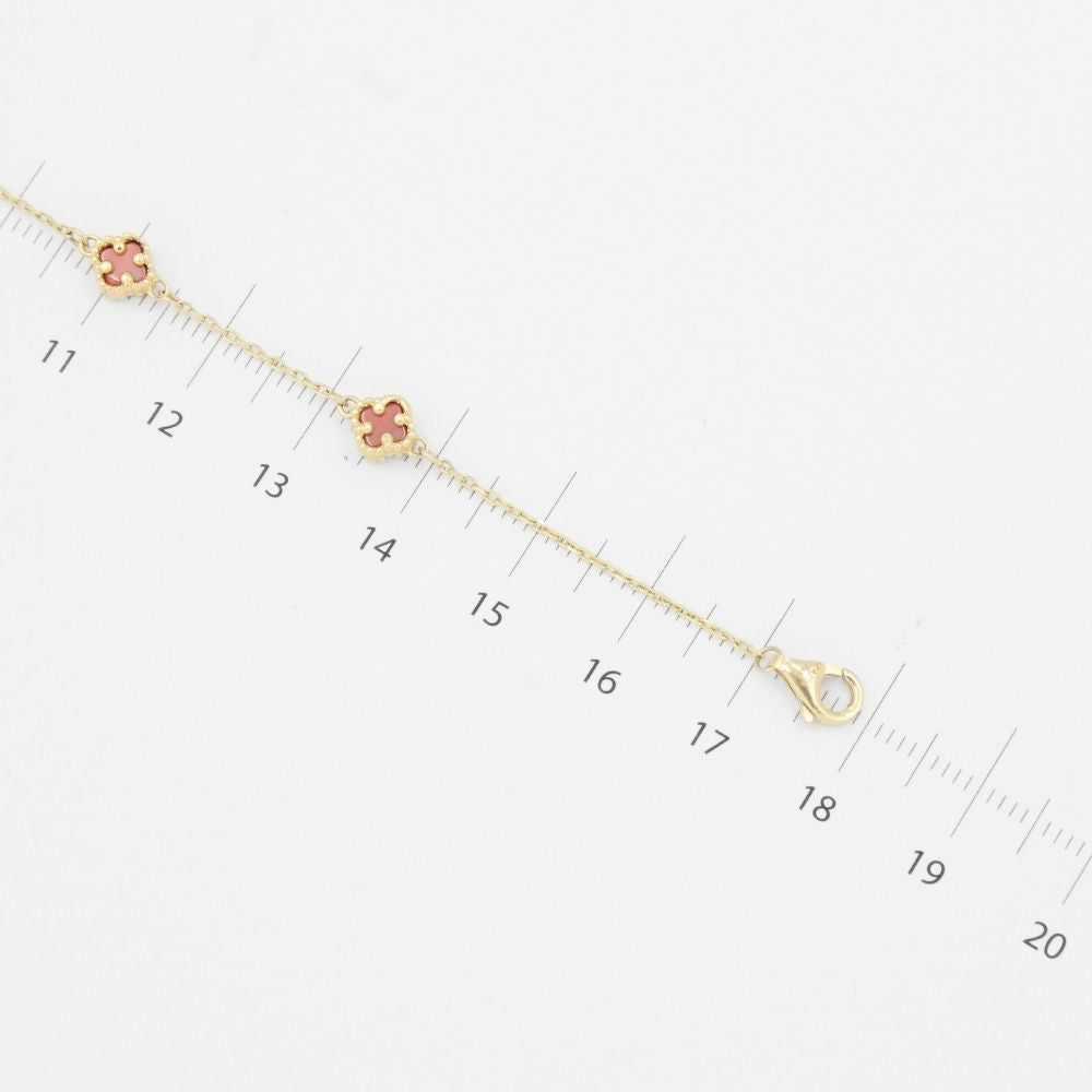 Pulsera de Oro 14k Diseño Fino con Tréboles Pequeños mod. 9039