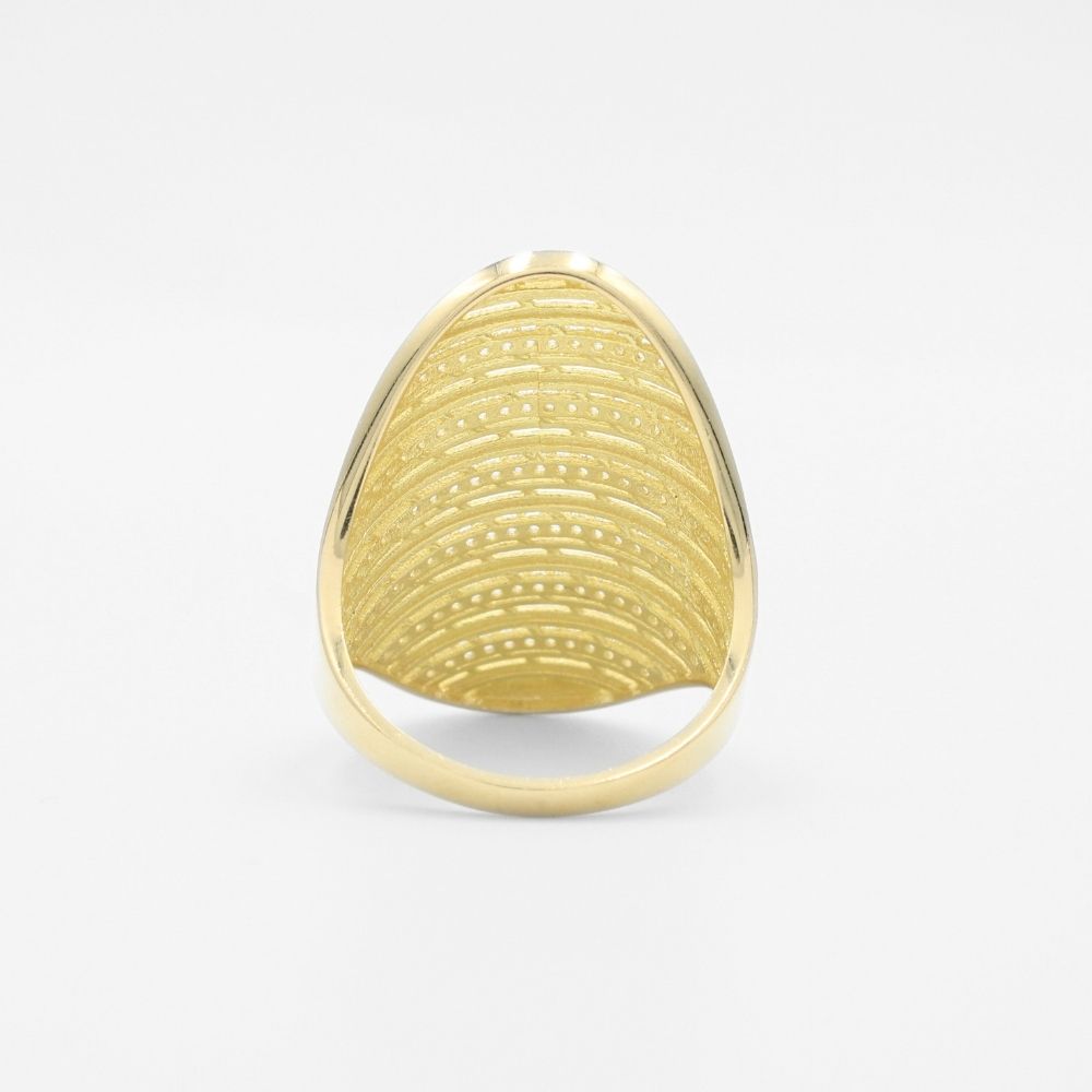 Anillo de Oro 14k Diseño Shield Incrustado con Zirconias mod. 9591