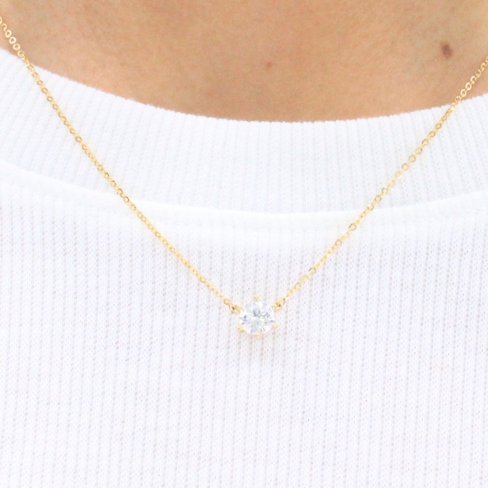 Gargantilla de Oro 14k con Dije de Zirconia Fina y Brillante mod. 9177