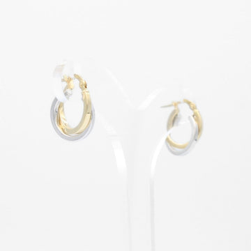 Arracada de Oro 14k Diseño Bicolor Hueco de Estilo Brillante mod. 9624