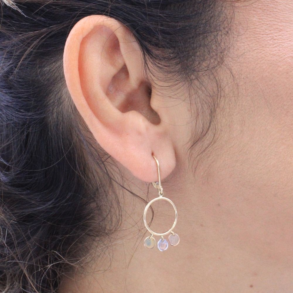 Grapa Larga de Oro 14k Aro con Círculos Florentinos mod. 9094