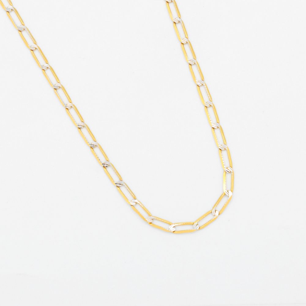 Cadena de Oro 14k Tejido Inglés Sólido con Diamantado Blanco mod. 8937